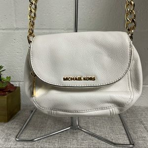 Michael Kors White Crossbody Bag with Gold Accents